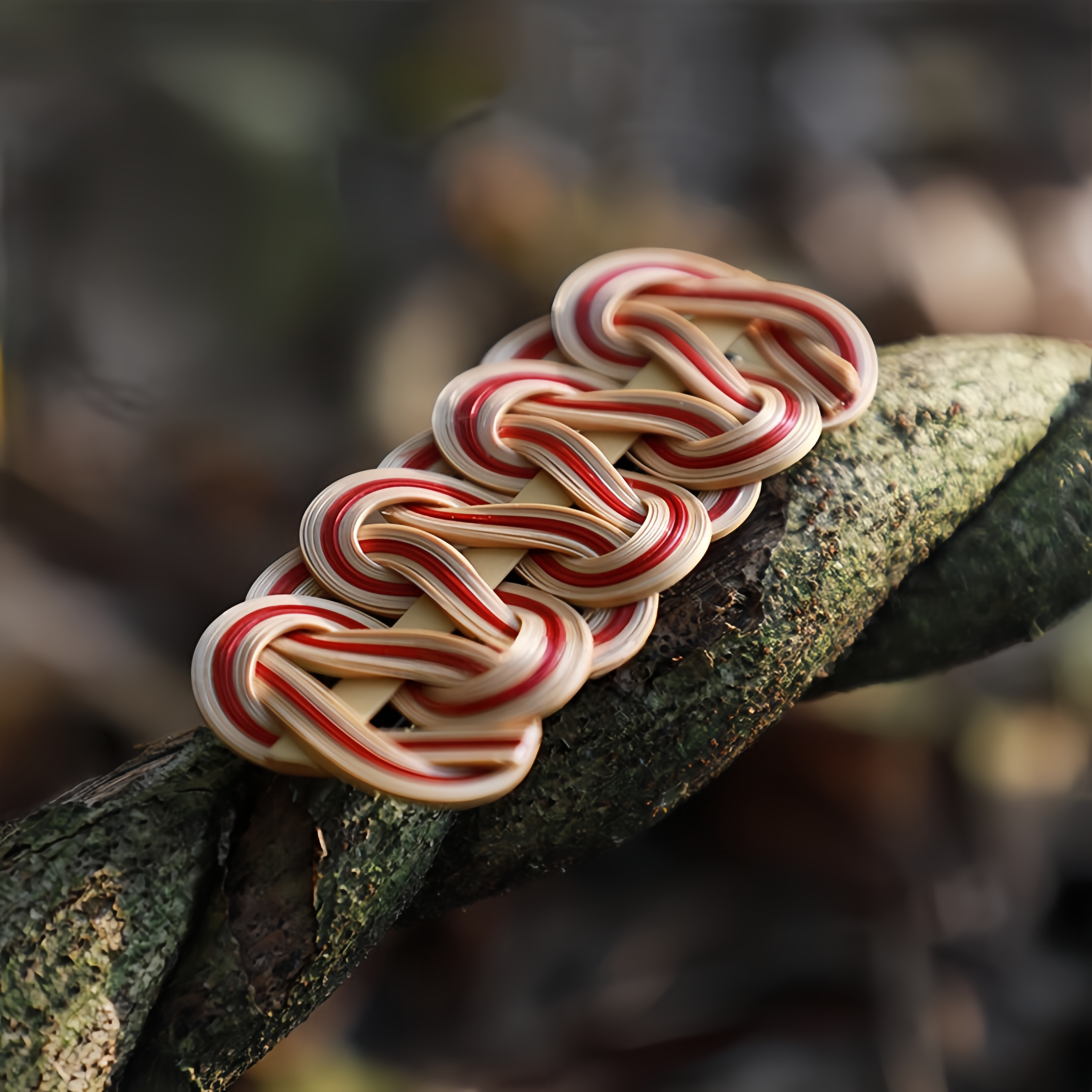 ZHU Red-Brown Bamboo Woven Hair Clip