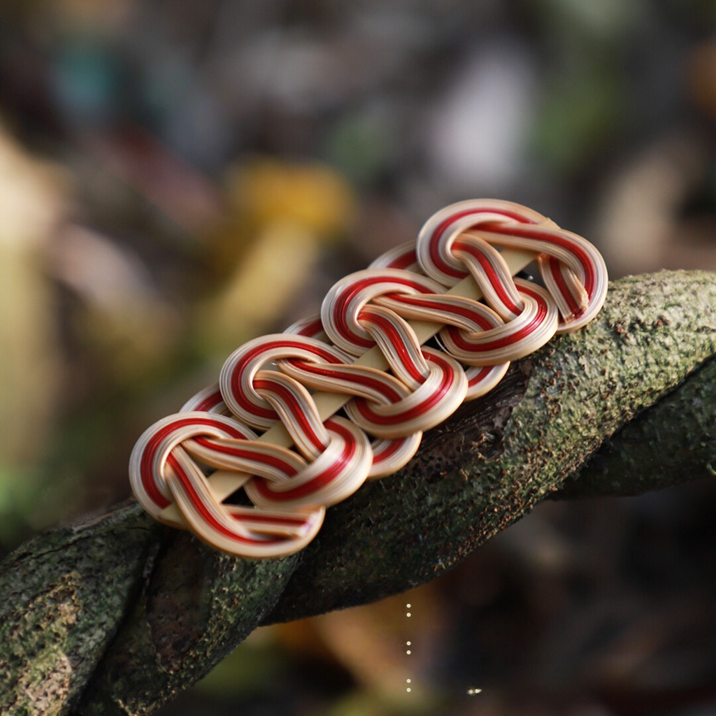 ZHU Red-Brown Bamboo Woven Hair Clip