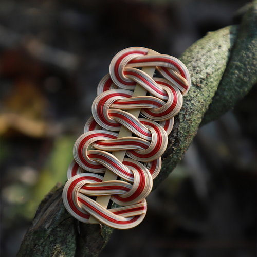 ZHU Red-Brown Bamboo Woven Brooch