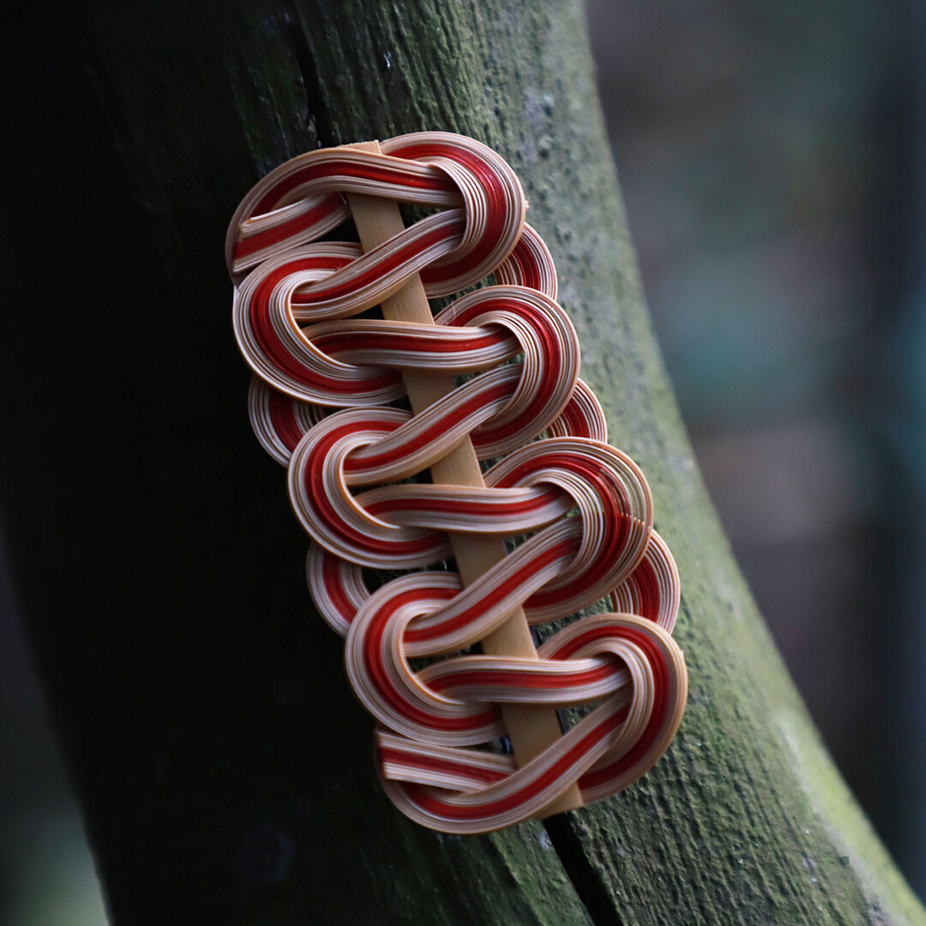 ZHU Red-Brown Bamboo Woven Hair Clip